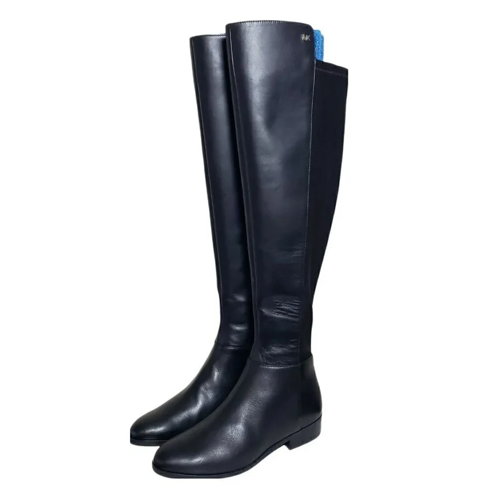 MICHAEL Michael Kors Womens Black Bromley Leather Knee High Riding Boots Size 5M